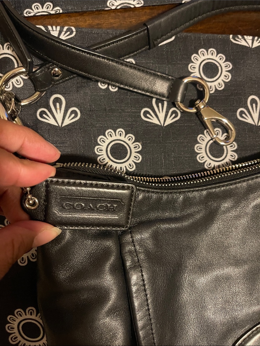 COACH Black Leather Shoulder Bag with Silver Hardware
